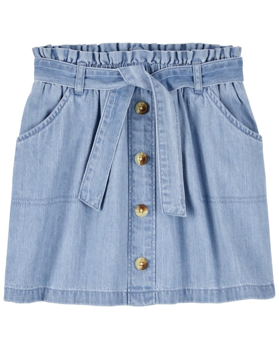 Pollera jean con botones y cinturón 