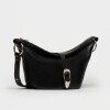 Bolso Bambu En Cuero Liso Satinado Negro