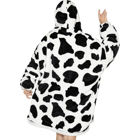 Manta Buzo Poncho Canguro Polar C/ Capucha Corderito Negro/Blanco