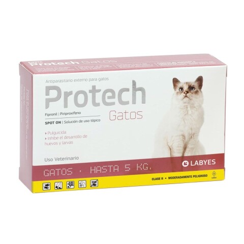 PROTECH PIPETA ANTIPULGAS CON ACCIÓN AMBIENTAL PARA GATOS HASTA 5 KG