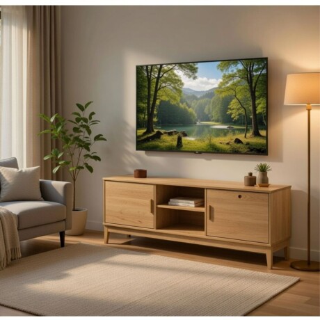 RACK APARADOR PARA TV 2 PUERTAS EN MADERA MACIZA COLOR MADERA