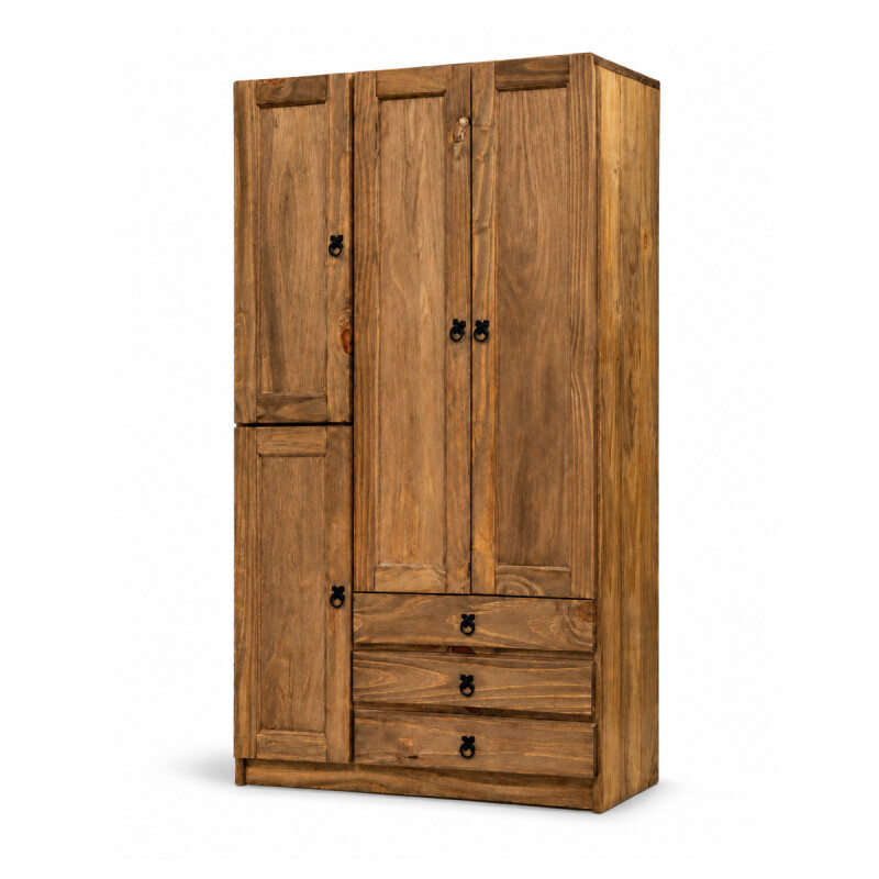 Ropero Madera Maciza 4 Puertas 3 Cajones Natural Ropero Madera Maciza 4 Puertas 3 Cajones Natural