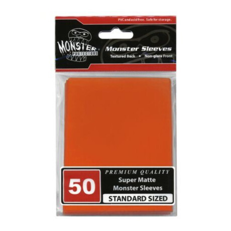 Monster Sleeves - 50 Standard Sleeves - Flat Matte Orange Monster Sleeves - 50 Standard Sleeves - Flat Matte Orange