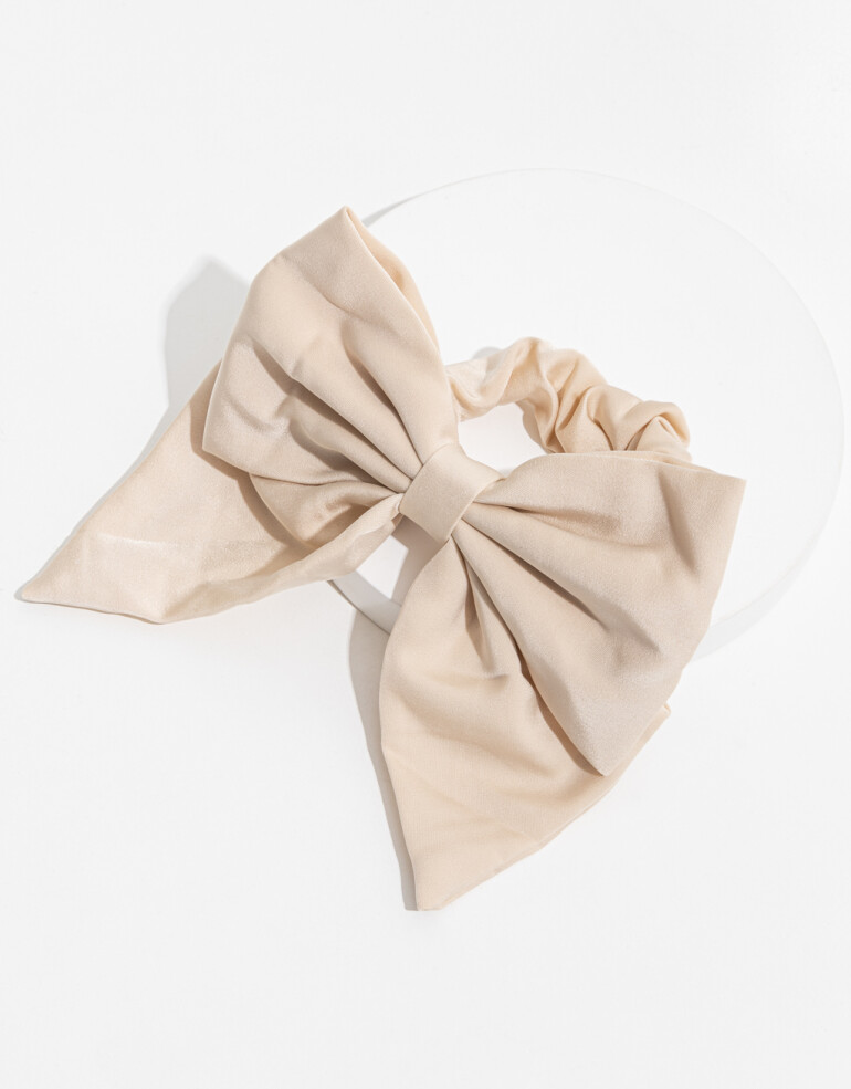 Skunzies Moño Scrunchie Con Moño. - Blanco Crema