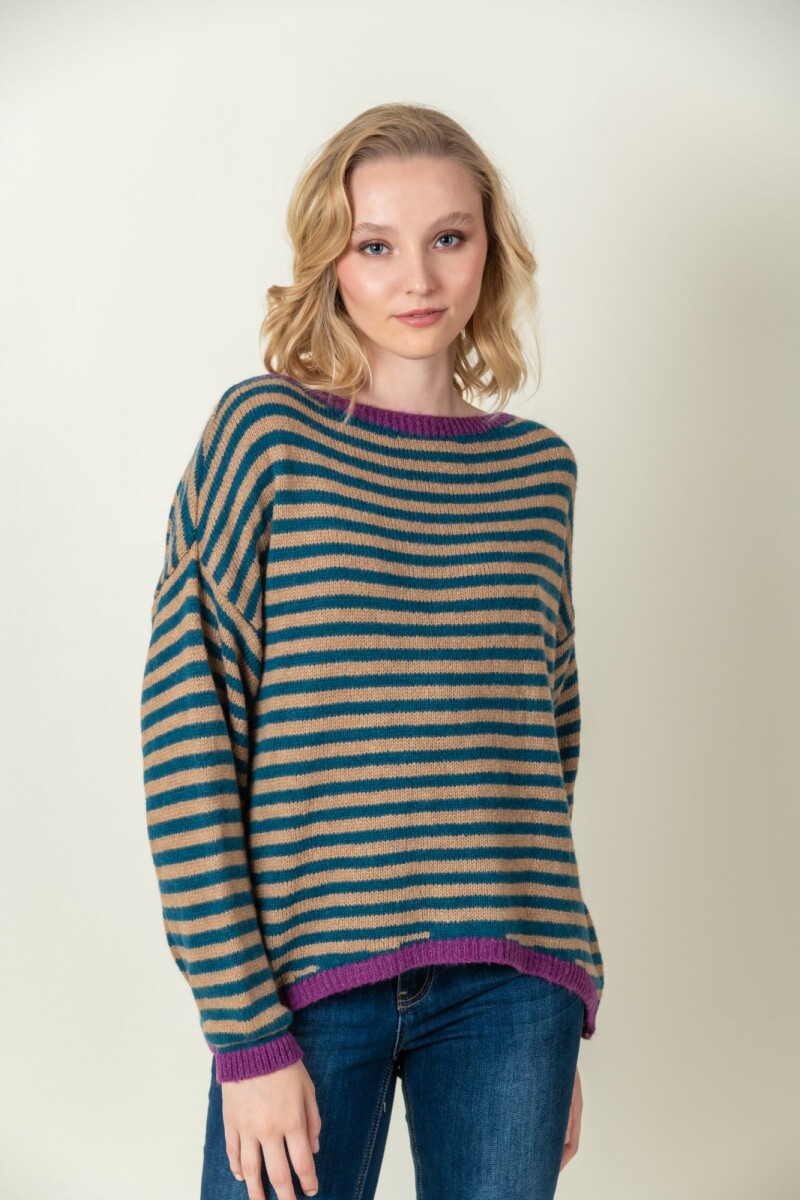 Sweater lana combinado - Verde 
