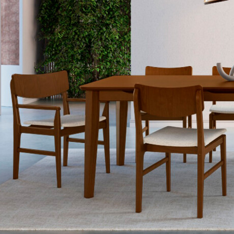 Silla Zoe con Brazo - Nogal - Tela Rústica Rustico beige (4F)