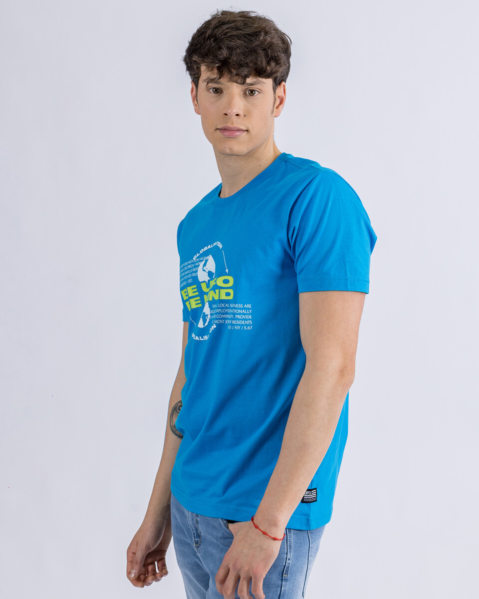Camiseta en algodón estampada UFO Kind azul - XL 