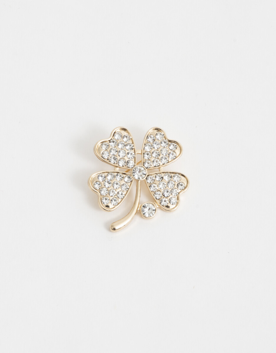 Prendedor De Trébol Con Strass 