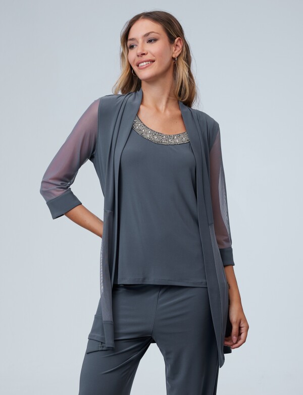 Set Blusa, Pantalón & Chaqueta GRIS OSCURO