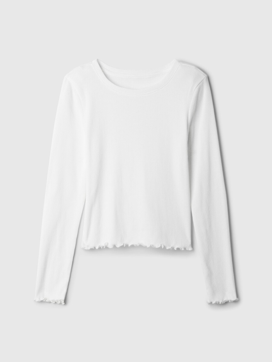 Remera Rib Manga Larga Niña - New Off White 