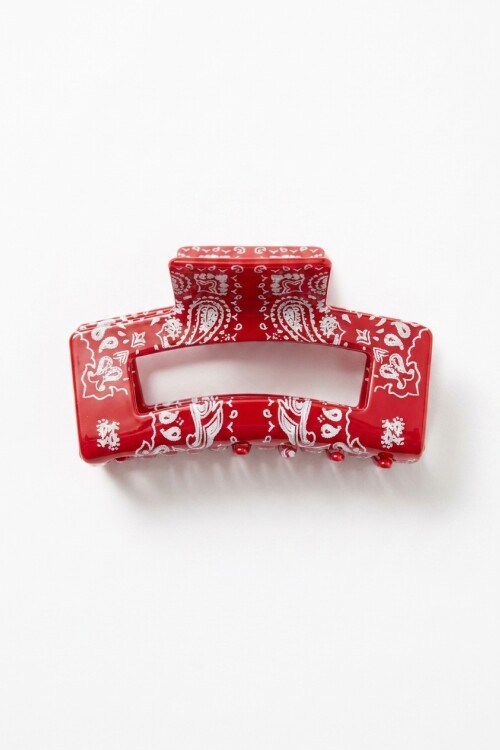 Broche cuadrado paisley rojo