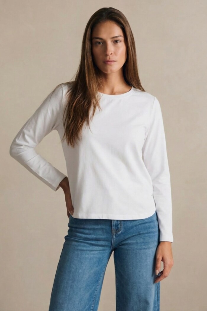 Remera Algodón Elastano Blanco