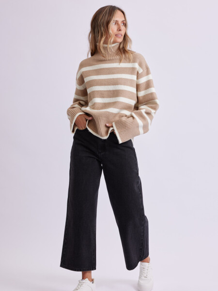 Buzo de punto cuello alto Beige Y Crudo