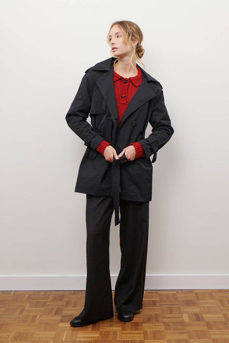 TRENCH CAPUCHA MIDI NEGRO