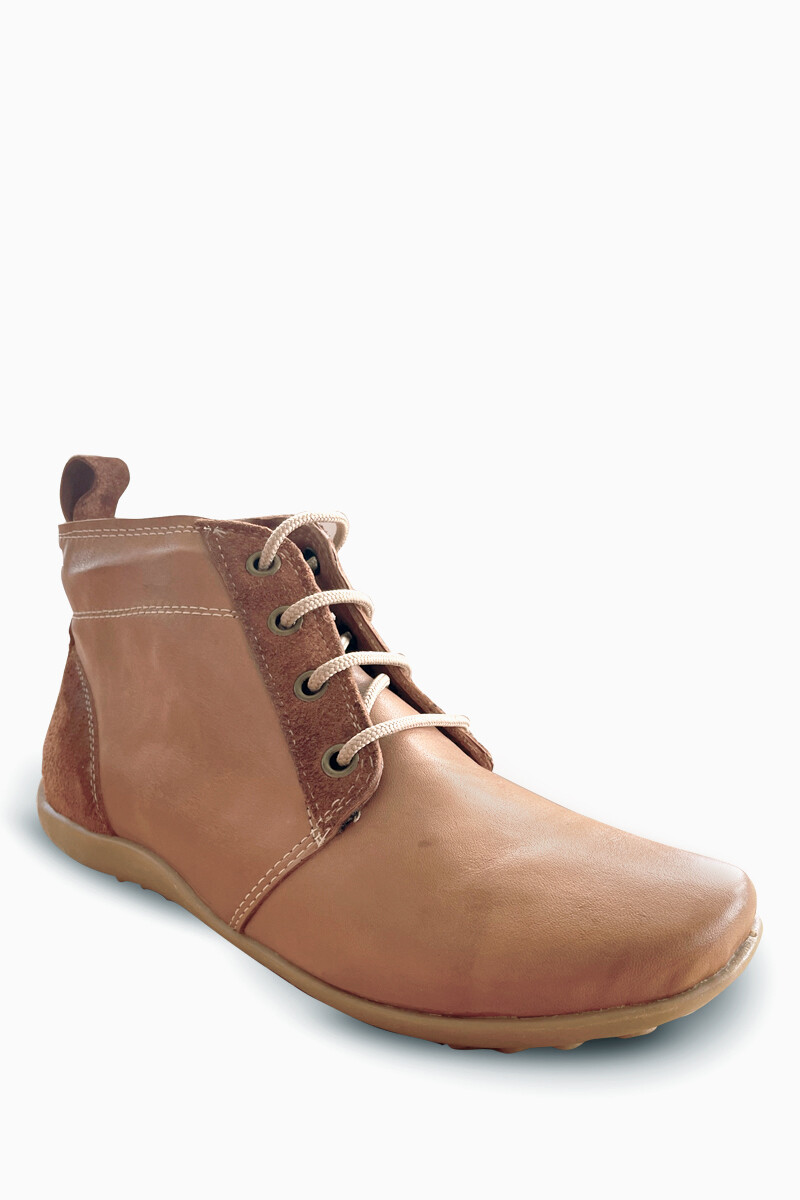 Bota Baja Acordonada Cuero Terracota