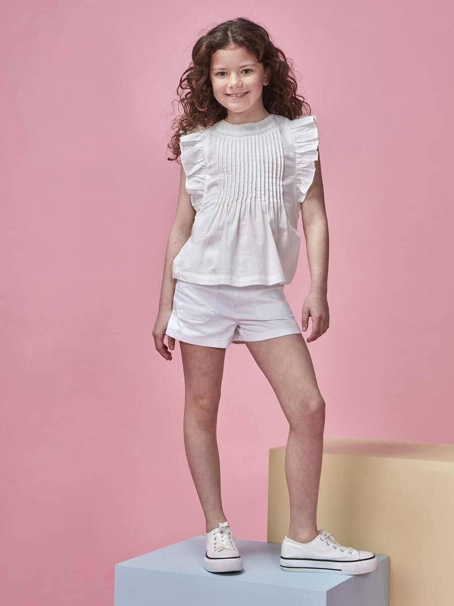 Blusa Con Volantes Blanco
