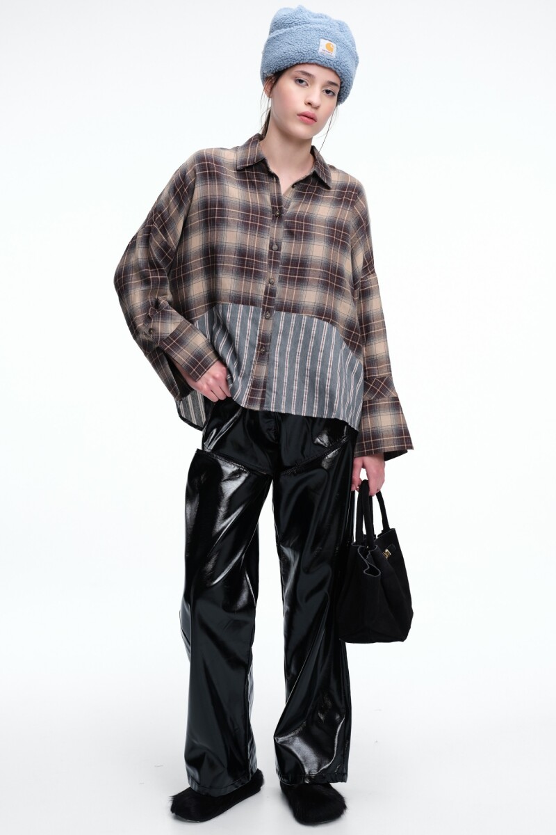 CAMISA CHECK Y RAYAS Marron