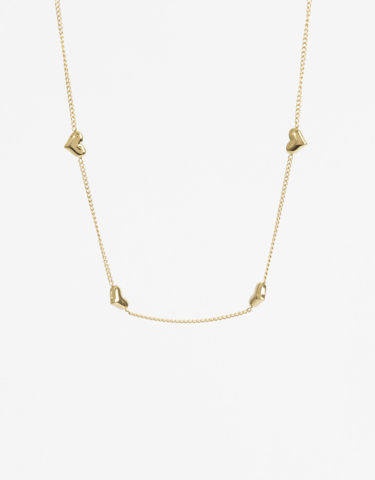Collares Cortos Metal Collar De Acero Corazones - Dorado