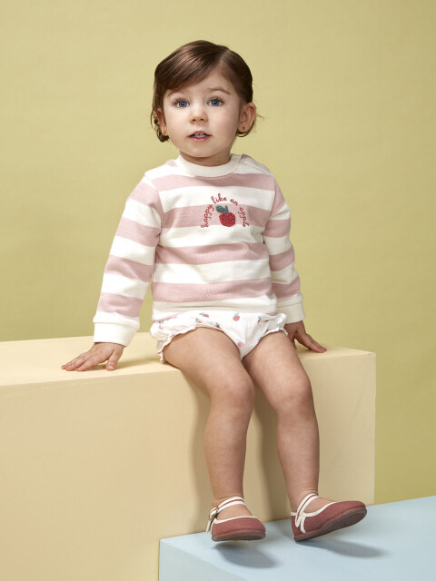 Sudadera De Rayas Con Print Blanco