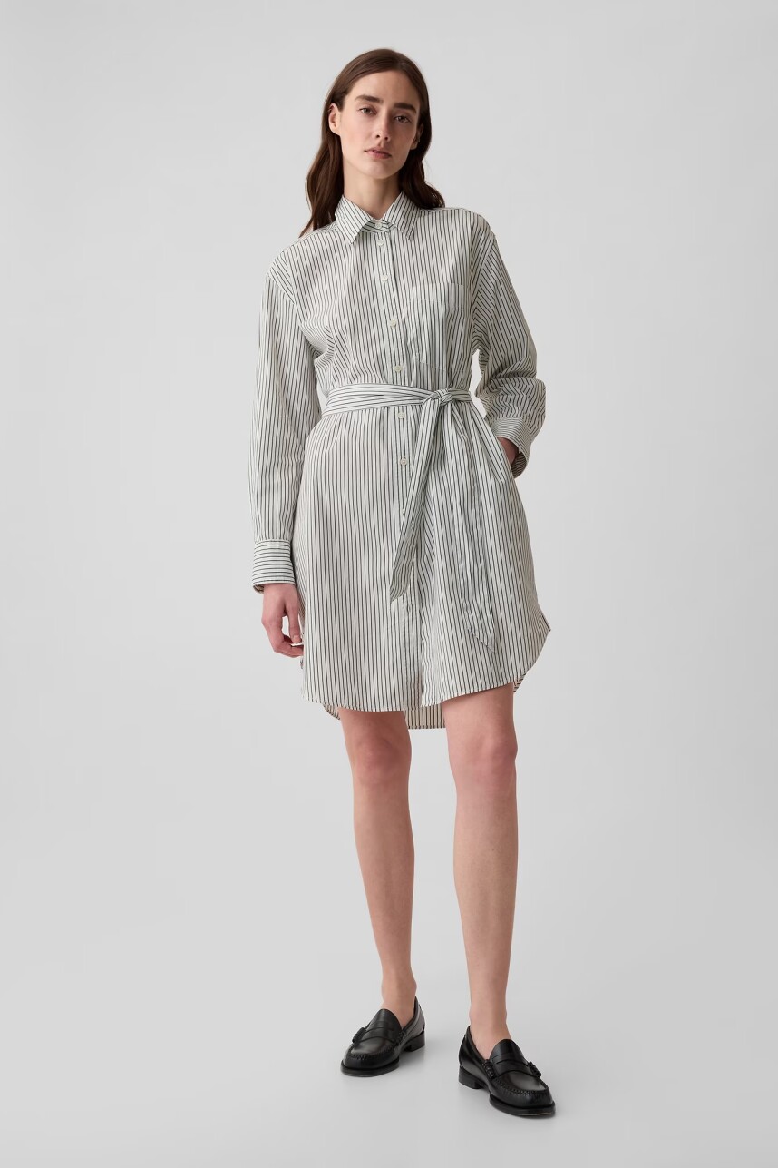 Vestido Camisero A Rayas Mujer Black Stripe