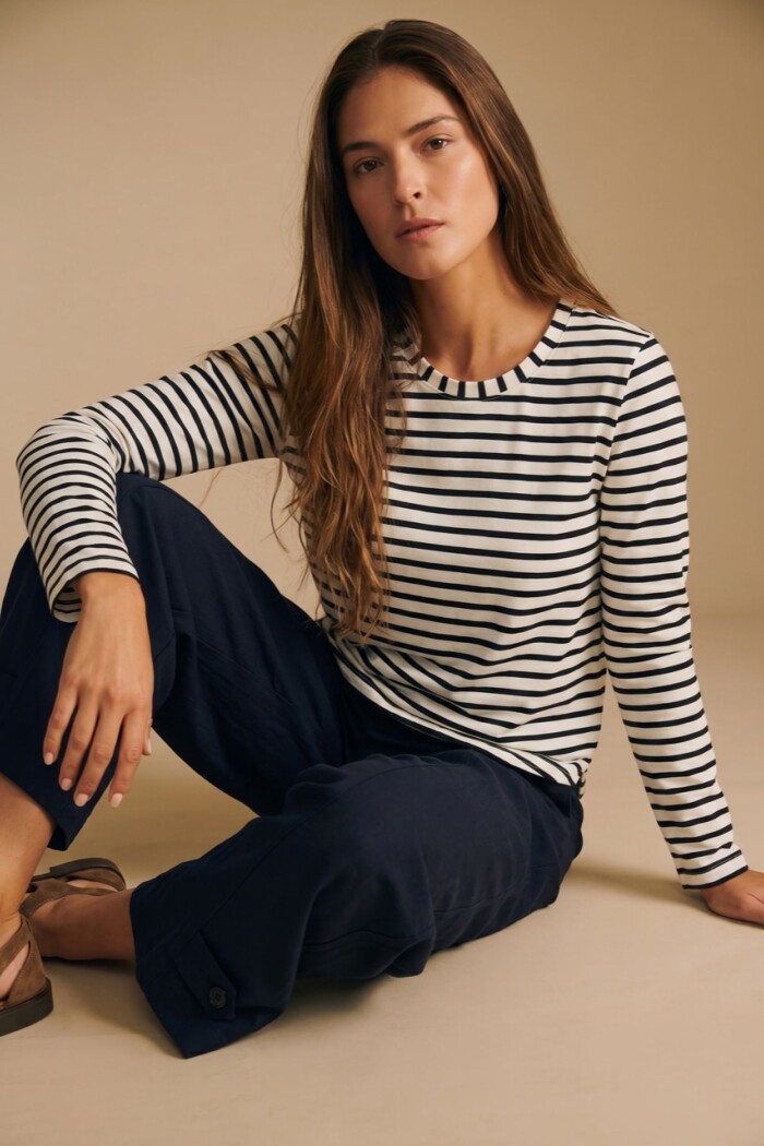Remera Rayada Algodón Elastano Nácar