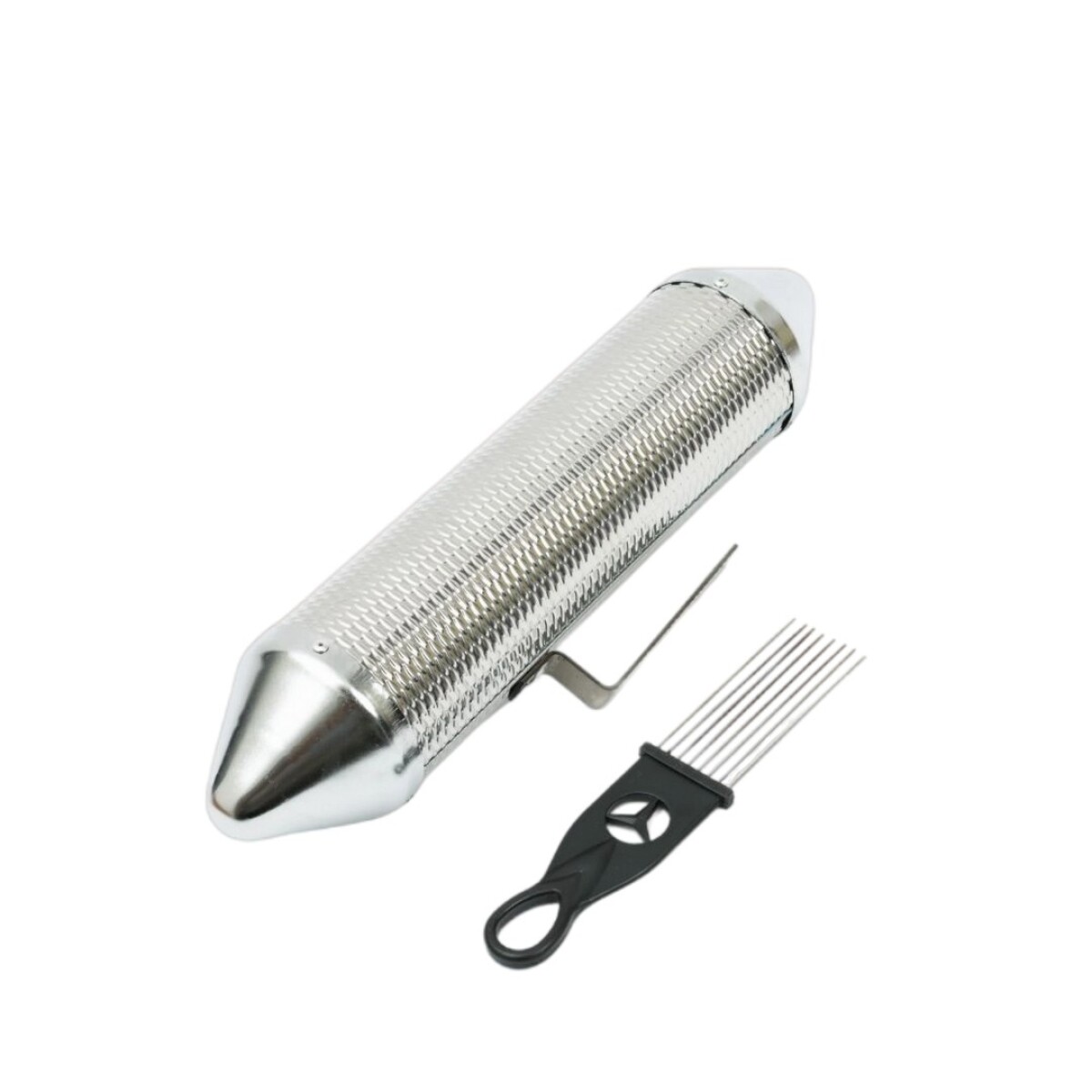 GÜIRO CERRADO TORPEDO DE METAL CON RASPADOR IDEAL PARA CUMBIA Y MERENGUE 