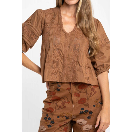 Blusa Boho Lino Chocolate