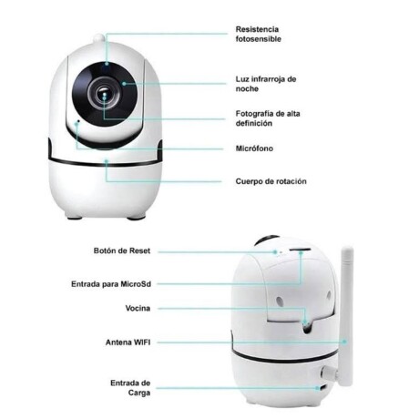 Cámara móvil 360 de interior compatible con iOS y Android V01