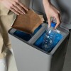 Papelera doble compartimento con pedal 30L Gris