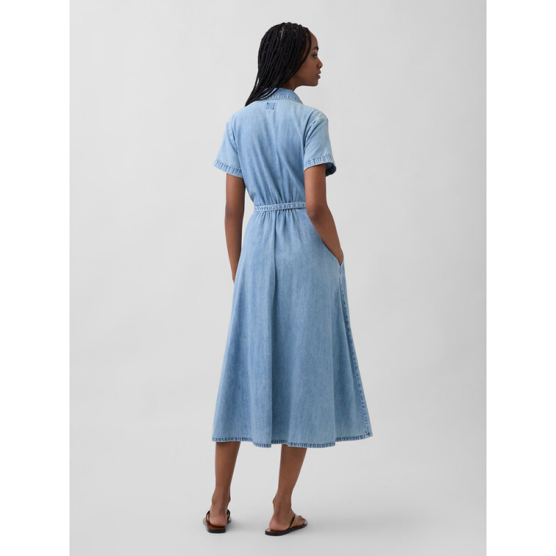 SS MIDI SHIRTDRESS - LT AVERY LIGHT WASH