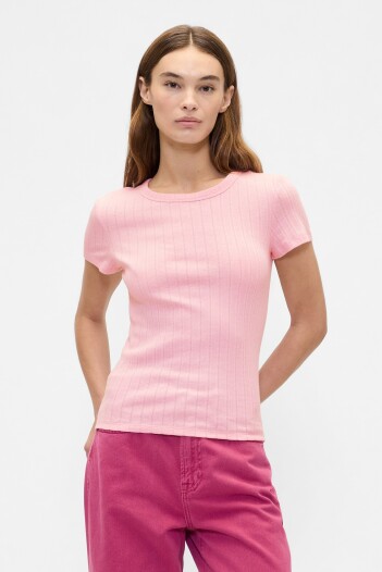 Remera Manga Corta Rib Mujer Pure Pink