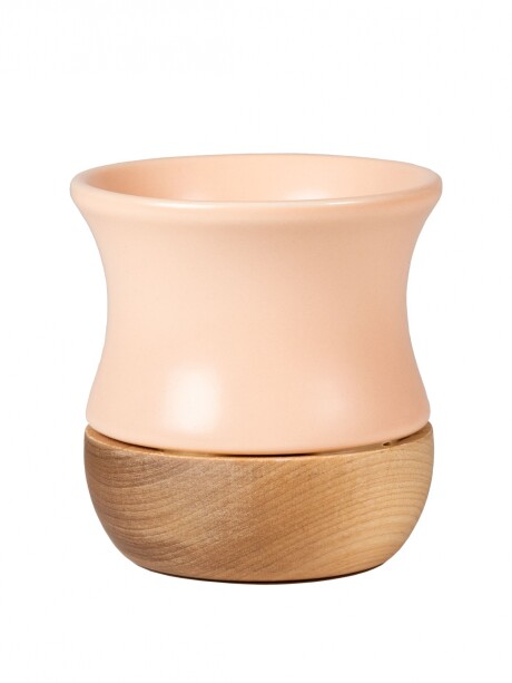 Kit Termo 1lt. Premium + Mate Cerámica base Madera Rosado