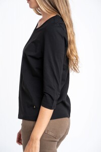 Remera Manga 3/4 Algodón Elastano Negro