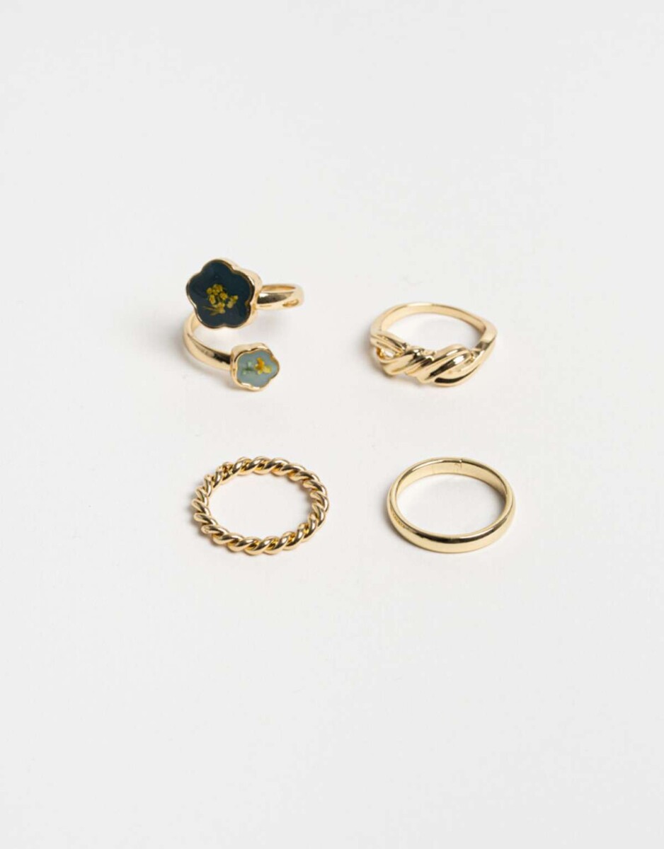 Sets Anillos Flores atrapadas - Dorado 