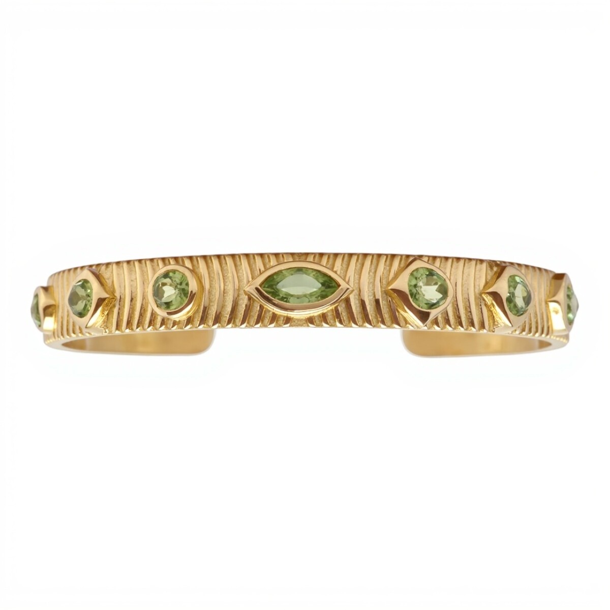 Brazalete Pune-Plata rodinada 925 con micra de oro 18k-Piedra Peridoto-BR2025 - conpiedra 