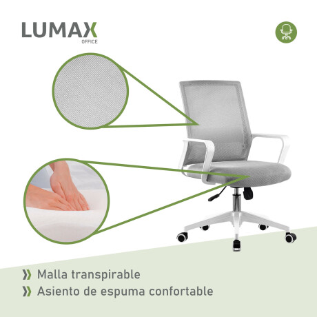 Silla de Escritorio Oficina Lumax Ryan Gris/Blanco
