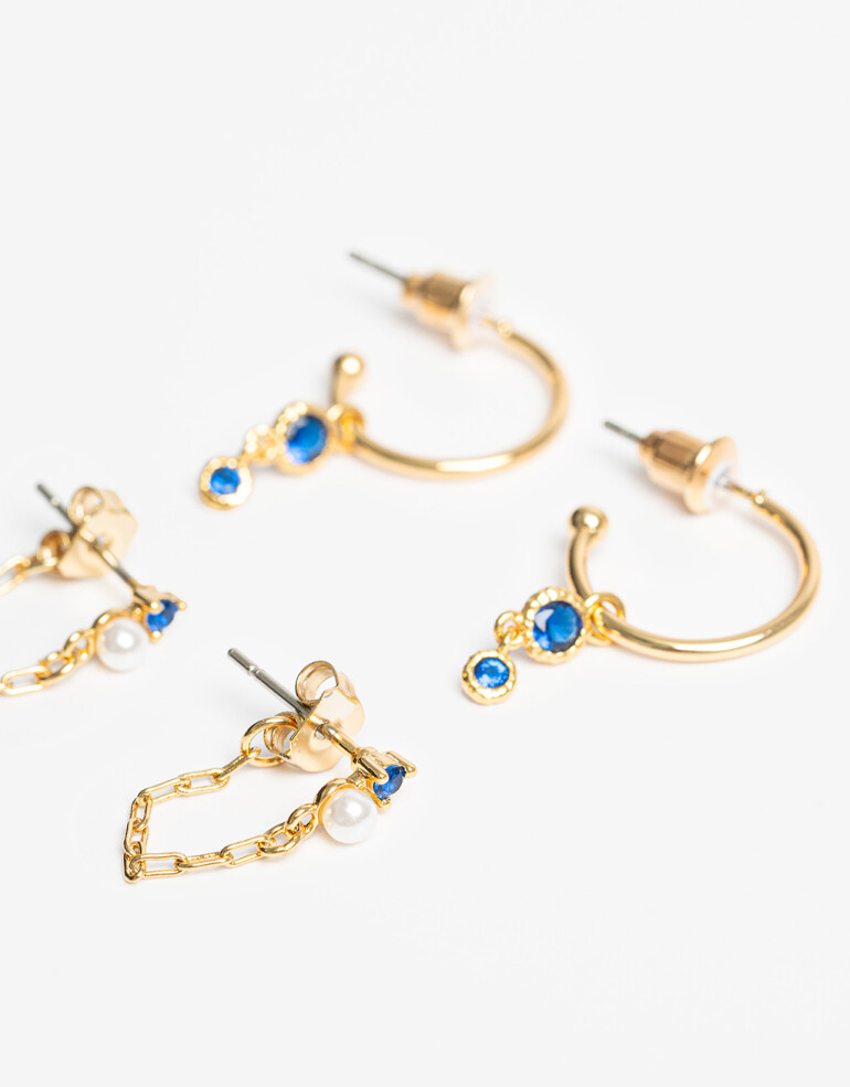 Aros Sets Cubic zirconia Set De Aros Con Cubic Zirconia - Dorado