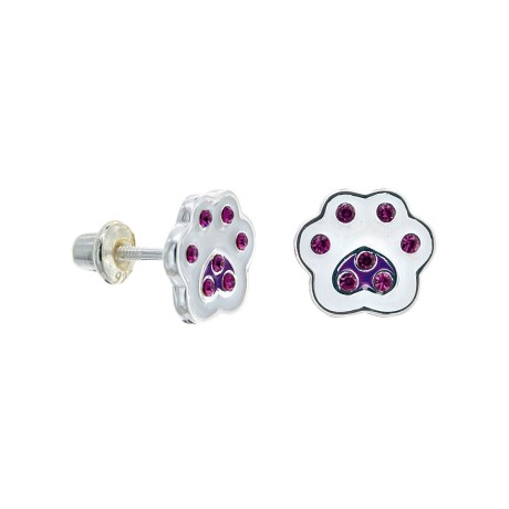 Par de caravanas de plata 925 y esmalte, HUELLITA. Par de caravanas de plata 925 y esmalte, HUELLITA.