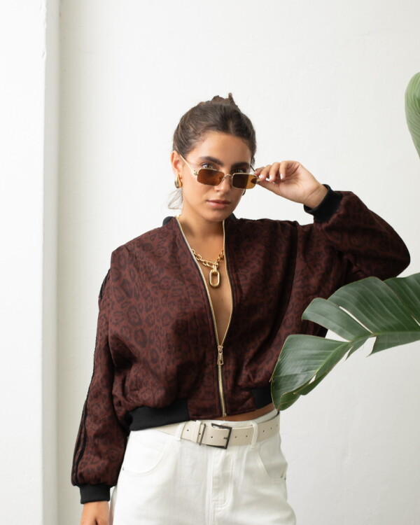 Campera Print gamuza bordó