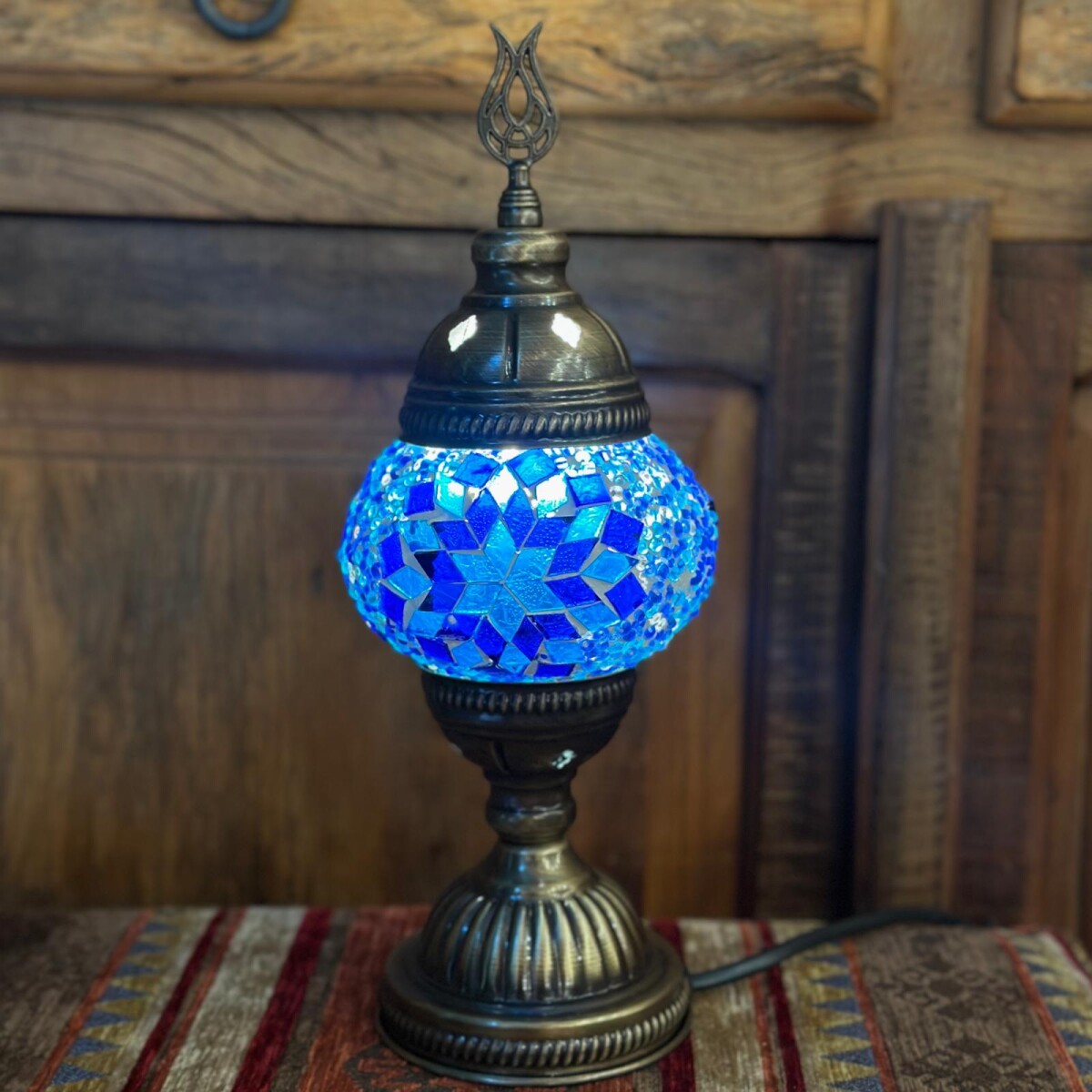 Lámpara vitraux de mesa azul TM10 