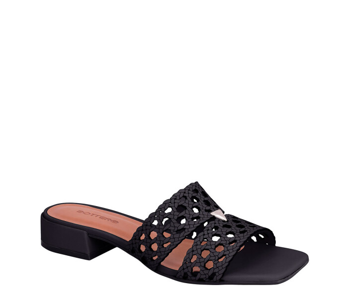 Sandalias de Mujer Bottero Cuero Calado Negro