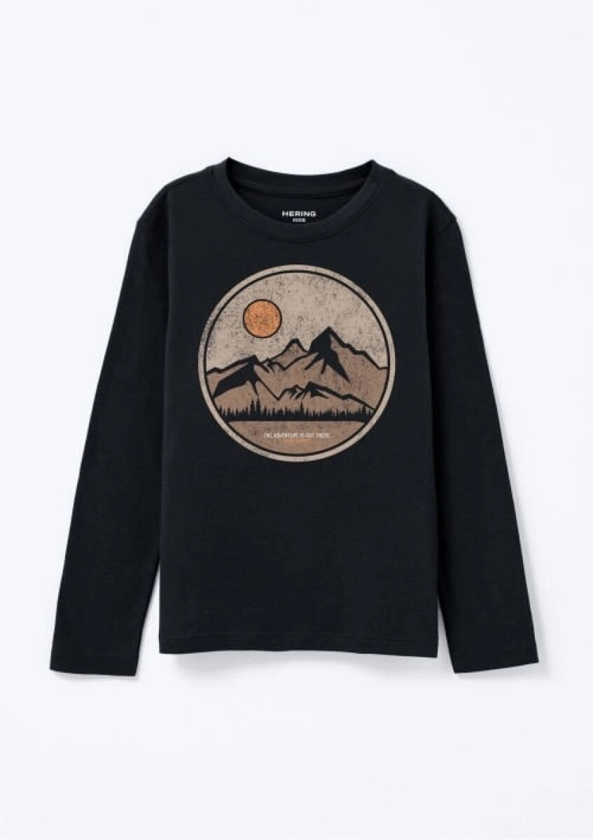 CAMISETA MANGA LARGA INFANTIL CON ESTAMPA - AZUL 