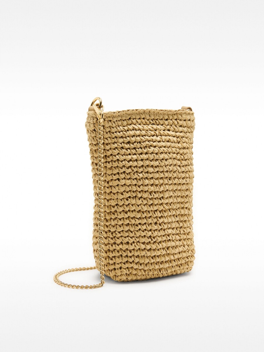 Bolso Para Móvil Efecto Rafia beige
