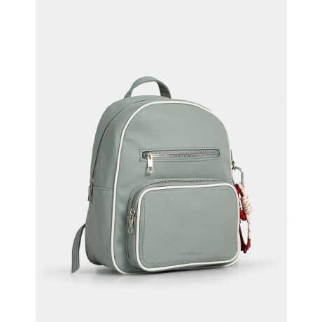 Mochila Cuerina Azul Gris Medio