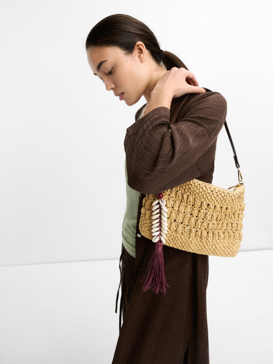 Bolso Bandolera Efecto Rafia natural