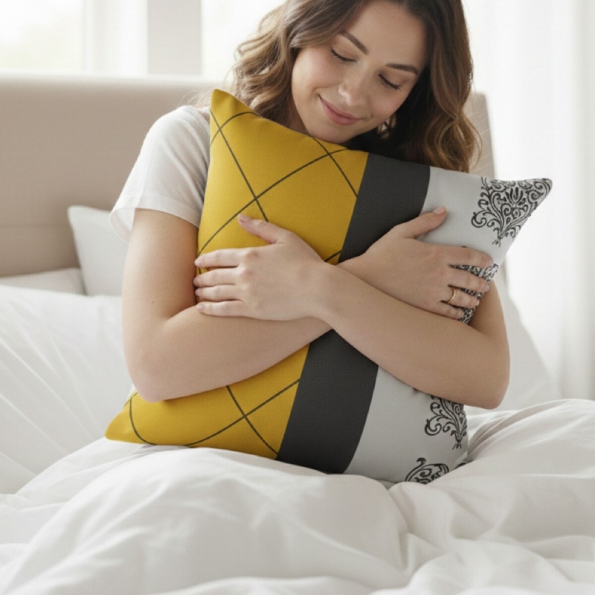 Almohadón Decorativo 45x45 cm - Franjas 03 – Cojín Suave para Cama y Living 