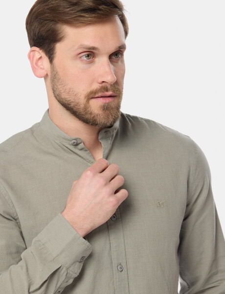 CAMISA DE LINO CUELLO MAO Verde