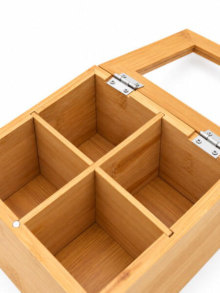 CAJA DE TE BAMBU 4 ESPACIOS MADERA