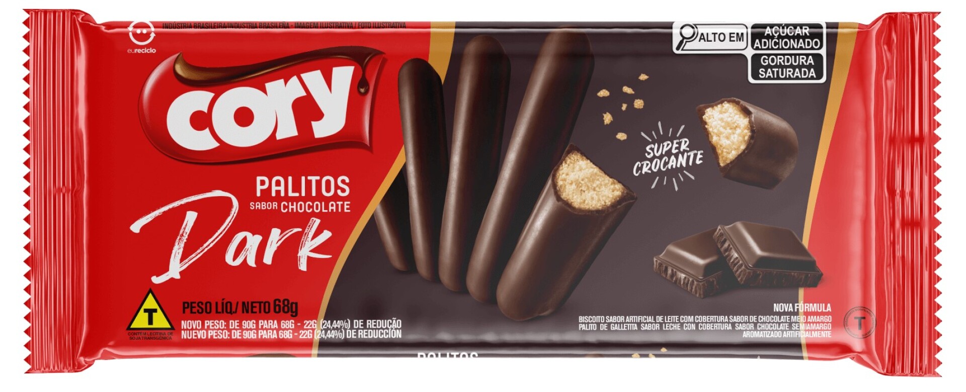 PALITOS BAÑADOS CORY 68G CHOCO AMARGO 