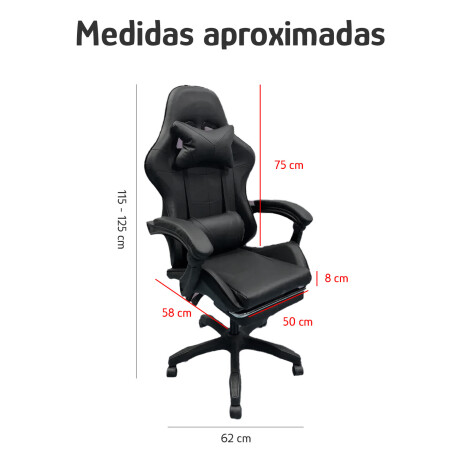 Silla Gamer Reclinable 360º 150kg Con Apoyapies Negro